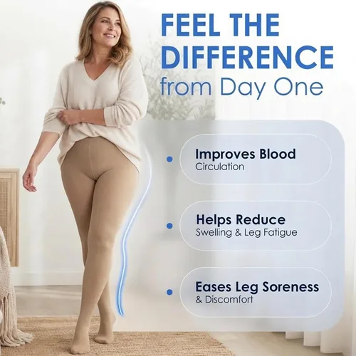 Vista 3 de Medias de compresión para mujeres 20-30mmHg - Varices y hinchazón - A204 Opaque, reinforced heel,toe, latex-free, supports circulation & varicose