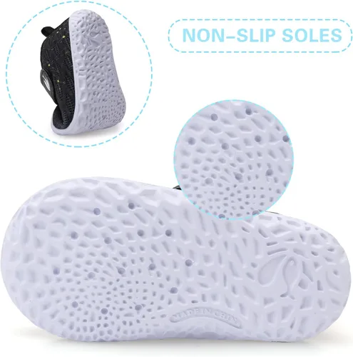 Vista 2 de FEETCITY Zapatillas de bebé para niños y niñas, zapatos para primeros pasos, zapatos de cuna para recién nacidos, zapatos sin cordones para niños