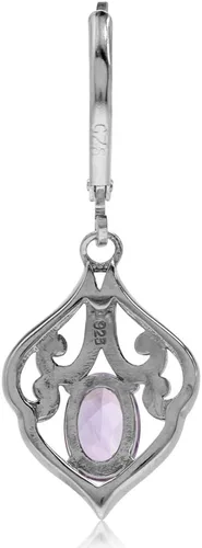 Vista 3 de Silvershake Aretes colgantes de plata de ley 925 con piedra natal estilo victoriano, con palanca, para mujer