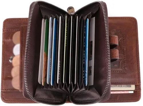 Vista 4 de TAUFE Men's Wallets, Men's Wallet Short Clutch Multifunctional Leather Wallet Expanding Card Holder Coin Purse