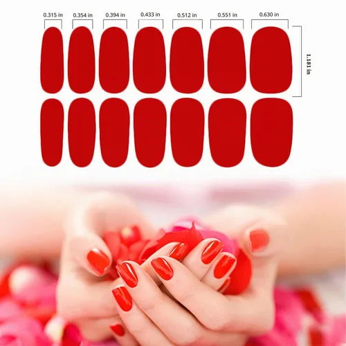 Vista 2 de 224 piezas de 16 hojas de tiras de esmalte de uñas de color sólido, calcomanías adhesivas de uñas completas para mujeres, tiras de uñas de gel