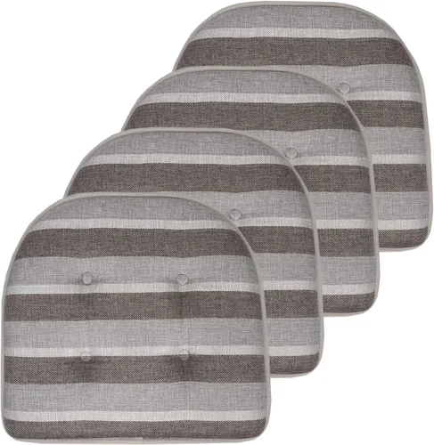 Vista 90 de Sweet Home Collection - Cojín de asiento de espuma viscoelástica y respaldo de caucho antideslizante con capitoné para silla, cojín en U, 17x16 Gris