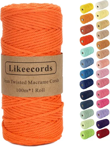 Vista 8 de Cordón de macramé, cuerda de algodón de 0.118 in x 328 pies, cuerda de algodón blanco natural para manualidades, tejer, colgar plantas, decoración