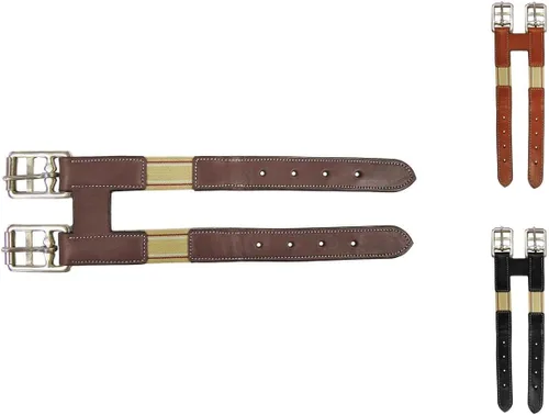 Vista 4 de Paris Tack English - Extensor de contorno elástico de cuero con hebillas de rodillo de acero inoxidable y elástico de doble capa.