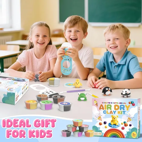 Vista 8 de Kit de arcilla de secado al aire para niños, arcilla para modelar para niños, modelo de arcilla mágica, no pegajosa, suave y ultraligera