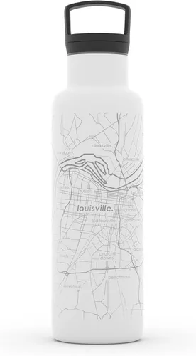 Vista 5 de Well Told Botella de agua aislada con mapa de Washington DC grabado, botella de acero inoxidable grabada (21 onzas, blanco) botella aislada de mapa
