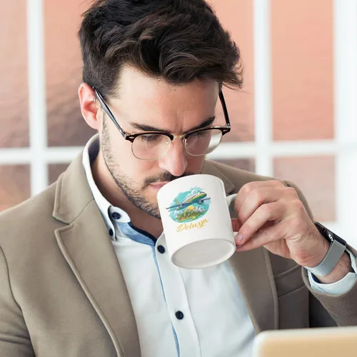 Vista 3 de Taza de café de avión personalizada de 11 onzas y 15 onzas, taza de té de avión única, impresionantes tazas de viaje de avión, regalos para pilotos