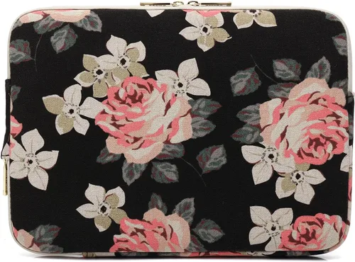 Vista 3 de Kayond funda impermeable para computadora portátil de 11-15 pulgadas con lienzo estampado de rosas