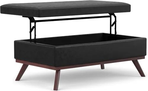 Vista 19 de SIMPLIHOME Owen Mesa de Centro Rectangular Moderna de Mediados de Siglo de 34 pulgadas de Ancho con Otomana de Almacenamiento en Tela de Poliéster