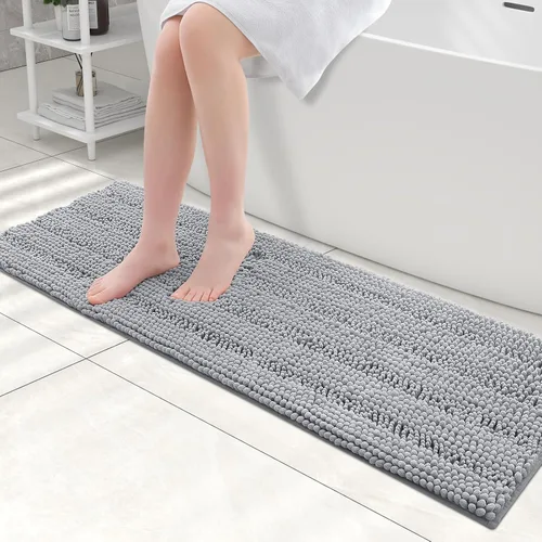 Vista 168 de Grandaily Alfombras de baño de felpilla a rayas de 24 x 16 pulgadas, extra gruesas y suaves, absorbentes, parte trasera de goma, alfombra de ducha