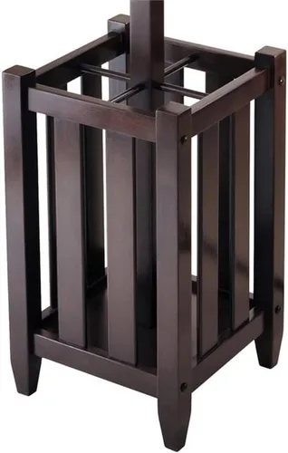 Vista 4 de Pemberly Row Perchero de madera maciza de transición para árbol y paraguas en capuchino