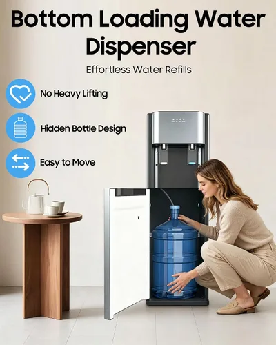 Vista 5 de Dispensador de enfriador de agua para botella de 5 galones, 3 ajustes de temperatura Bottom Loading Water Dispenser with Anti-Dry