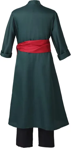 Vista 3 de SBluuCosplay Disfraz de kimono verde para hombre para cosplay talla XS
