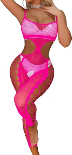 Vista 3 de SweatyRocks Lencería hueca de una pieza para mujer, medias recortadas, body de peluche