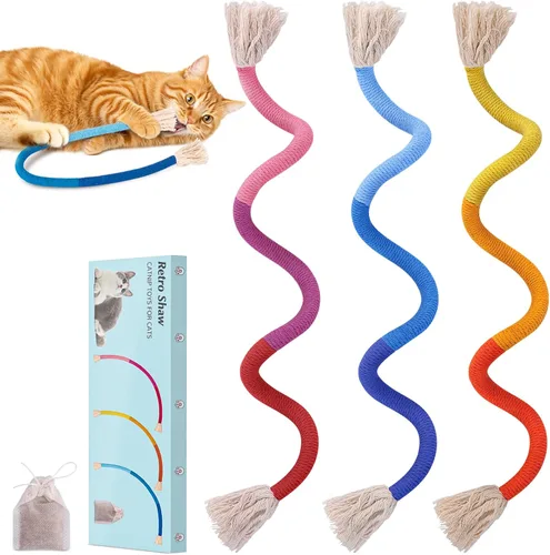 Vista 8 de Retro Shaw Cuerda de juguetes para gatos con hierba gatera, juguete