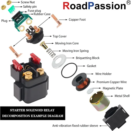 Vista 6 de Road Passion Relé solenoide de arranque para Yamaha YFZ450 YFZ45 2004-2008 XVS650 V-Star 1998-2009/ Rhino 450 YXR450 2006 Rhino 660 YXR660 2004-2006