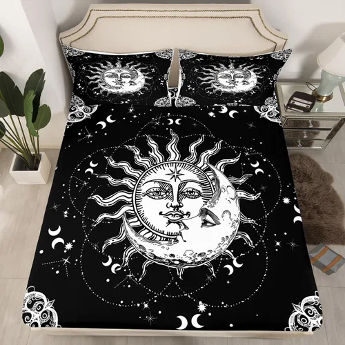Vista 14 de Erosebridal Sábanas de cama de vaca tamaño individual para decoración rústica, sábana bajera ajustable de estrellas del oeste de Texas para vaquera