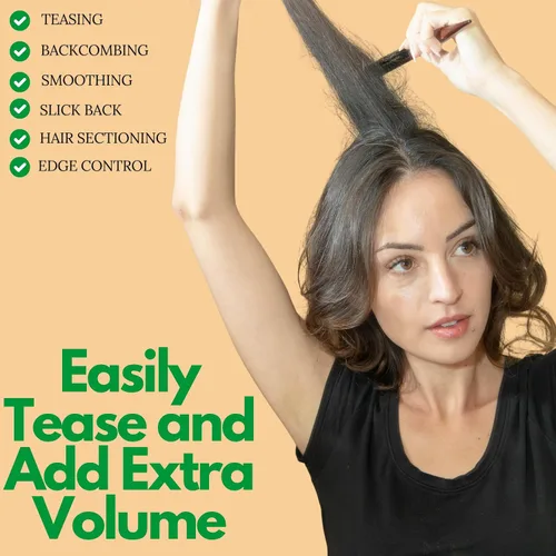 Vista 4 de GranNaturals Cepillo de cerdas de jabalí para peinar para mujeres - Peine liso con pico de cola de rata para sección de cabello utilizado