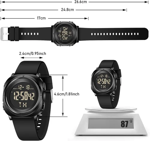 Vista 4 de Mens Gold Digital Waterproof Running Wrist Watch for Men Military Sports Tactical Dive Cheap Men's Wrist Watches Digital Black and Silver