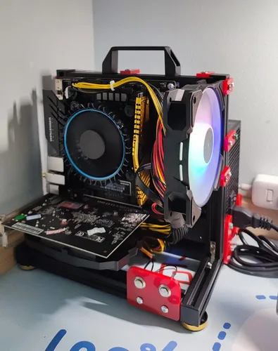 Vista 6 de Banco de pruebas de PC Caja de computadora al aire libre ITX chasis placa base soporte de aluminio DIY marco desnudo ATX soporte 120 240 360