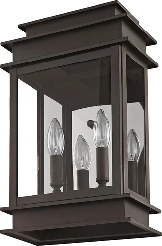 Vista 2 de Livex Lighting 2016-07 Princeton - Linterna de pared para exteriores, bronce, 15.25 x 9.5 x 15.25 pulgadas