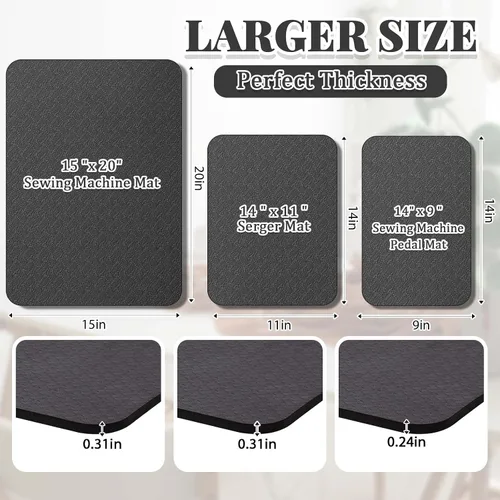 Vista 2 de Drydiet 3 Piezas Tapetes Silenciadores para Máquina de Coser Tapete de Pedal Almohadilla para Máquina de Coser Goma Antideslizante que se Mantiene