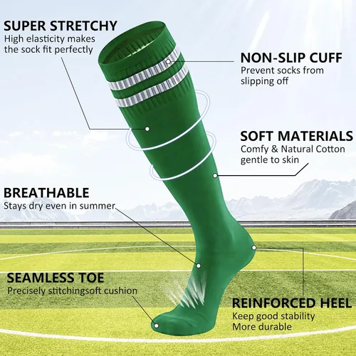 Vista 3 de transla wonder Calcetines de fútbol para niños, calcetines largos hasta la rodilla, calcetines de béisbol de sóftbol acolchados