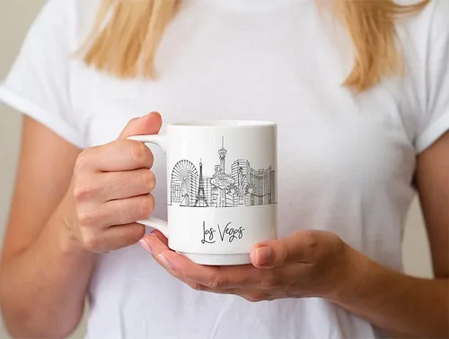 Vista 6 de TJ Originals - Taza de café Las Vegas Nevada, regalo de taza de café de recuerdo de viaje turístico, taza de cerámica Skyline de 11 oz, taza
