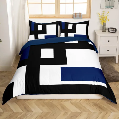 Vista 18 de Erosebridal Funda de edredón a rayas color negro y beige, funda de edredón bohemia moderna geométrica abstracta para mujeres, hombres y adultos