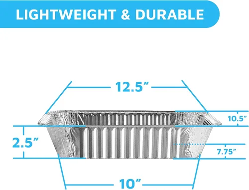 Vista 2 de MontoPack - Bandejas de aluminio con papel de aluminio tamaño medio para asar, juego de 10 unidades de 9x13 para cocinar, hornear y catering