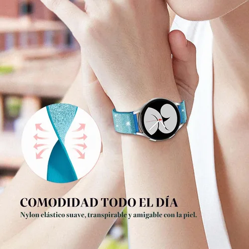 Vista 5 de LETOID Correas para Samsung Galaxy Watch para Mujeres, Correa de Nylon Elástica con Brillos Diseñada para Samsung Galaxy Watch 8/7/6/5/4/FE, Active