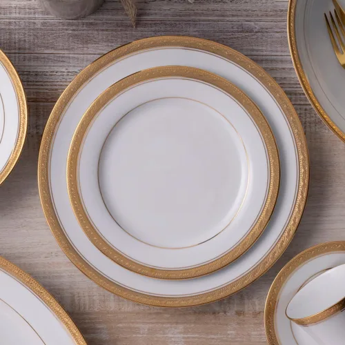 Vista 8 de Noritake Crestwood Gold - Juego de 50 piezas, servicio para 8 pulgadas, color blanco