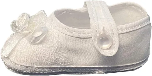 Vista 4 de Pink Princess Zapatos de bautismo para bebé niñas - Blanco Bebé Bautizo Zapatos Bebé Botines Recién Nacido - Zapatos de Bautizo para Nina