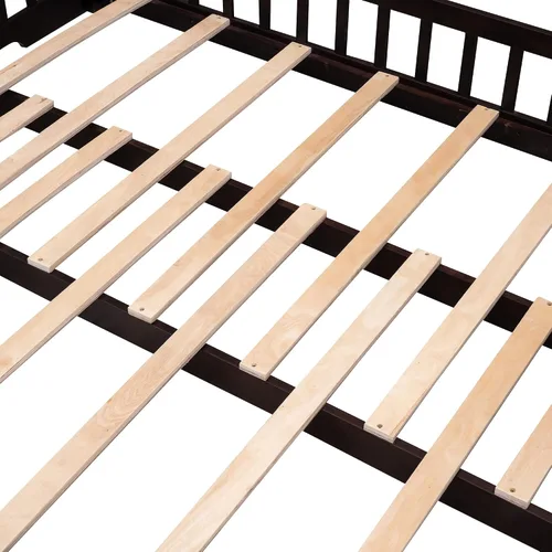 Vista 7 de Merax Cama de casa extensible, sofá cama de madera, no necesita somier, espresso
