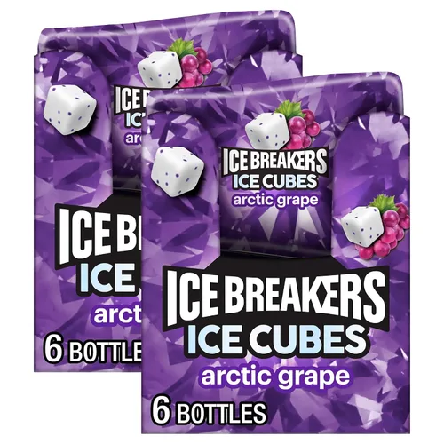 Vista 9 de ICE BREAKERS Ice Cubes Goma de mascar sabor uva ártica, sin azúcar, botellas, 3.24 oz (6 unidades, 40 piezas)