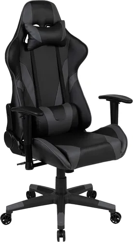 Vista 13 de Flash Furniture X20 - Silla giratoria de policarbonato ergonómica y ajustable con respaldo completamente reclinable en LeatherSoft negro