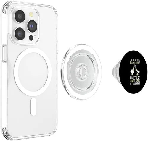 Vista 4 de Balanced Diet Bottle Pinot Gris Lover - Drinking Funny Wine PopSockets MagSafe PopGrip for iPhone