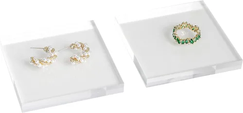 Vista 12 de Pequeño elevador de pantalla transparente, bloque acrílico para venta de joyas, anillo de aretes transparente para exhibición de armario【1.97