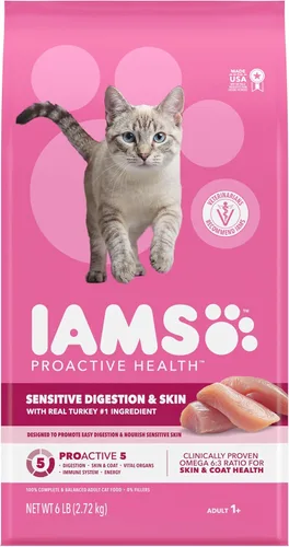 Vista 13 de IAMS Proactive Health Sensitive Digestion Alimento seco para gatos, pavo
