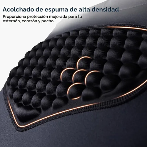 Vista 2 de COOLOMG - Camiseta de compresión acolchada para hombre, protector de pecho y costillas para béisbol y fútbol, protector de corazón y esternón Negro