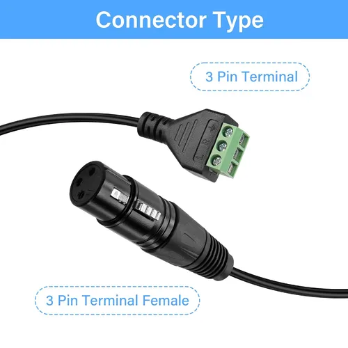 Vista 2 de GINTOOYUN Cable XLR de 3 pines XLR hembra a 3 pines convertidor de terminal cable adaptador para altavoces, micrófono, equipos de sonido