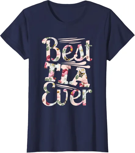 Vista 38 de Camiseta para mujer con texto en inglés "Best Tia Ever" Negro