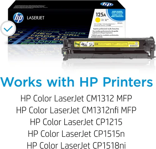 Vista 2 de HP Cartucho de tóner amarillo original 125A Funciona Color LaserJet CM1312 MFP Series, Color LaserJet CP1215, CP1515, CP1518 Series CB542A
