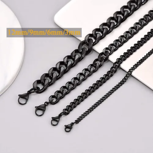Vista 2 de PROSTEEL Pulseras de eslabones cubanos de acero inoxidable 316L para hombre, tono doradonegroplateado, joyería hipoalergénica, 7.5 pulgadas8.26