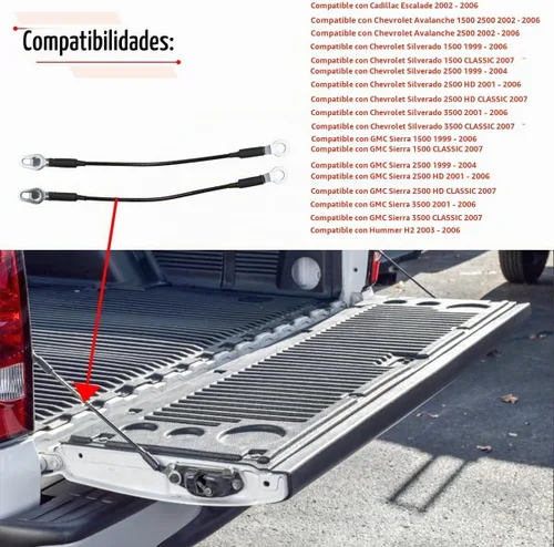 Vista 2 de RLB-HILON Cable para portón trasero compatible con Chevy Silverado 1999-2006, para GMC Sierra 1999-2006, para Chevrolet Avalanche 2002-2006