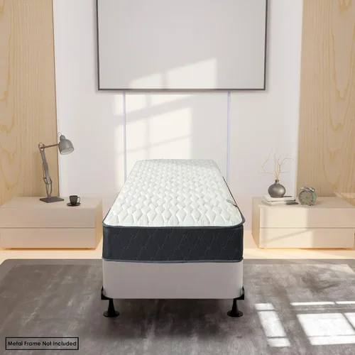 Vista 2 de Spring Solution - Juego de somier/base tradicional de madera dividida de 4 pulgadas para colchón, marco de madera con diseño de paneles de tela
