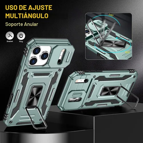 Vista 2 de Funda compatible con iPhone17 Pro con soporte, cubierta de cámara y protector de pantalla HD, doble capa a prueba de golpes, protección contra
