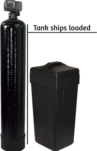 Vista 2 de AFWFilters 5600sxt Ablandador de agua de grano medido bajo demanda de 48,000 granos con tanque de salmuera, derivación y adaptadores de 1