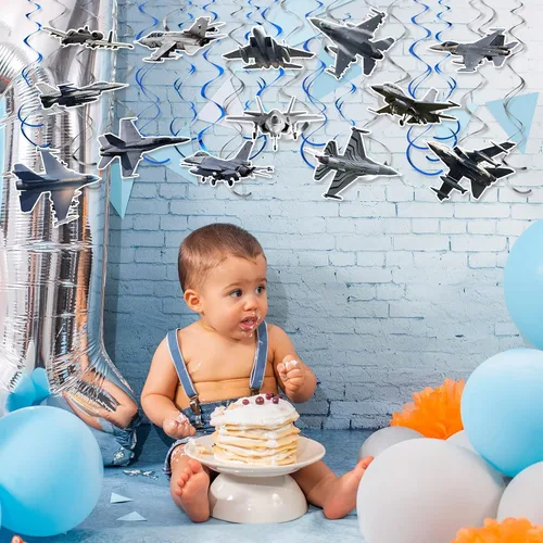 Vista 6 de 26 piezas de decoración de remolinos colgantes para avión, suministros de remolinos colgantes, serpentinas colgantes de avión para niños