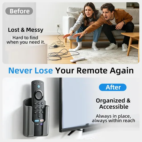 Vista 3 de Soporte remoto compatible con Fire TV Stick Alexa Voice Remote, autoadhesivo, soporte para control remoto de TV, ajuste cómodo de precisión